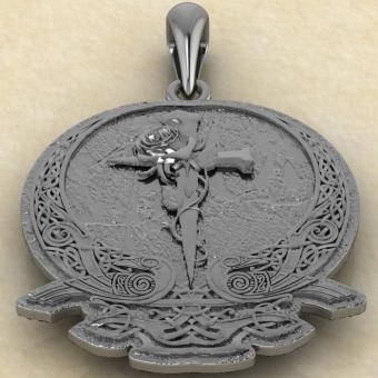 Амулет Крест и роза из серебра