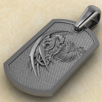 Амулет Дракон и ангел из серебра