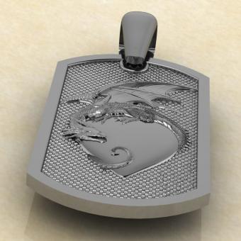 Дракон на сердце из серебра