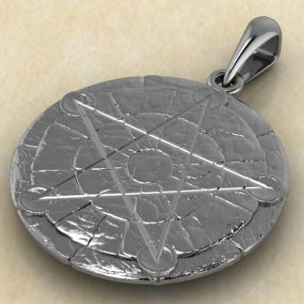 Амулет Пентаграмма на камне из серебра