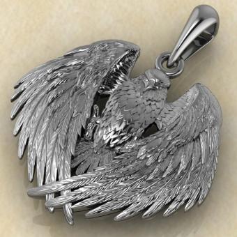 Оберег Атакующий орел из серебра