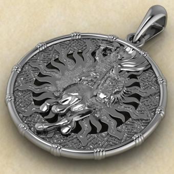 Кулон с Славянским оберегом Бог Перун из серебра