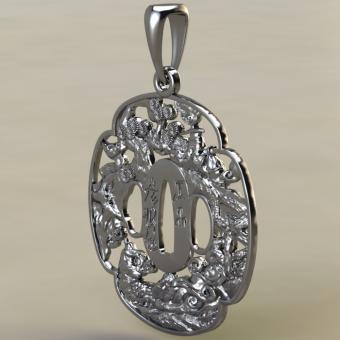 Подвеска Цуба-мокко в стиле школы Сотен из серебра