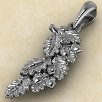 Оберег Дубовая ветвь из серебра