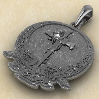 Кулон с амулетом Крест и роза из серебра