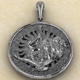 Кулон с Славянским оберегом бог Чернобог из серебра