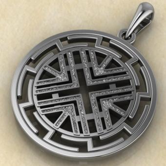 Славянский оберег Авсень в протуберанцах из серебра