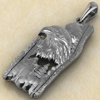Славянский оберег Орел в лесу из серебра