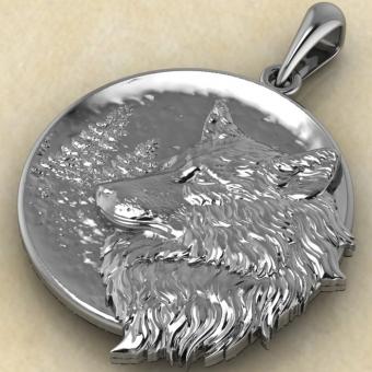 Славянский оберег Волк из серебра
