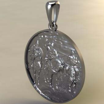 Подвеска с Русским оберегом Три богатыря из серебра