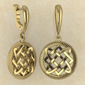 Славянские Серьги Звезда Лады из желтого золото