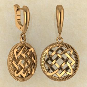 Славянские Серьги Звезда Лады из красного золото