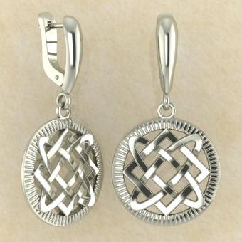 Славянские Серьги Звезда Лады из белого золото