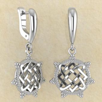 Славянские Серьги Звезда Лады малая из серебра