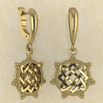 Серьги Звезда Лады малая из желтого золото