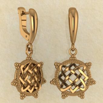 Серьги Звезда Лады малая из красного золото