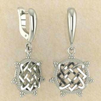 Серьги Звезда Лады малая из белого золото