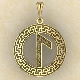 Руна «ЛАГУЗ» в солярном обережном круге