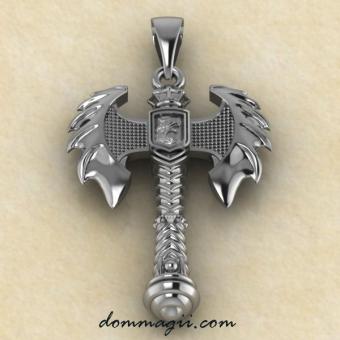 Амулет летучий топор из серебра