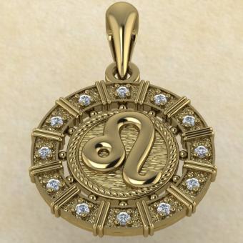 Подвеска Лев золото с бриллиантами