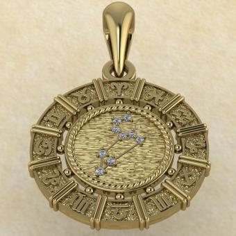 Знак зодиака Подвеска Лев золото с бриллиантами