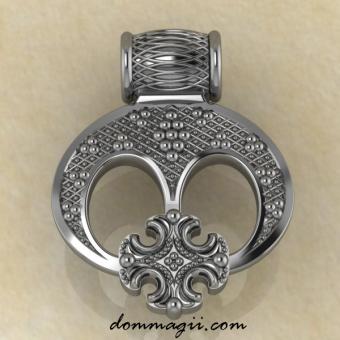 Лунница трехрогая с крестом серебро