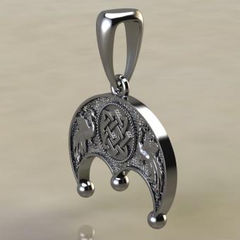 Подвеска с Славянским оберегом Лунница с солнцем и луной из серебра