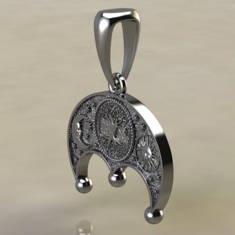 Славянский оберег Лунница с солнцем и луной из серебра