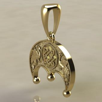 Славянский оберег Лунница с солнцем и луной из золота