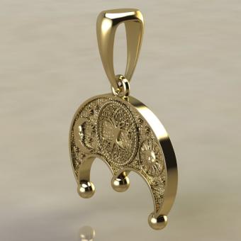 Подвеска с Славянским оберегом Лунница с солнцем и луной из золота