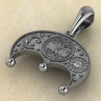 Оберег Лунница с солнцем и луной из серебра