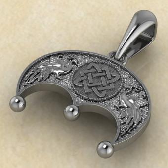 Лунница с солнцем и луной из серебра