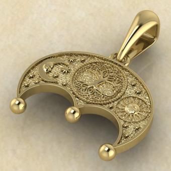 Лунница с солнцем и луной из золота