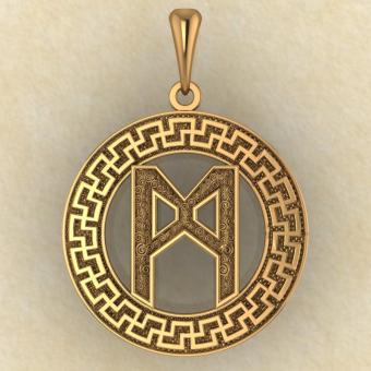 Руна «МАННАЗ» в солярном обережном круге