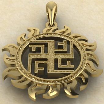 Славянский оберег Маричка в солнце из золота