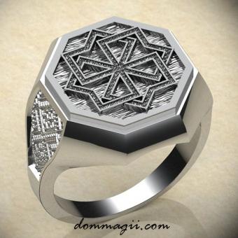 Кольцо с Славянским оберегом Молвинец из серебра