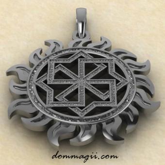 Славянский оберег молвинец в солнце из серебра