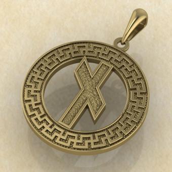 Руна «НАУТИЗ» в солярном обережном круге