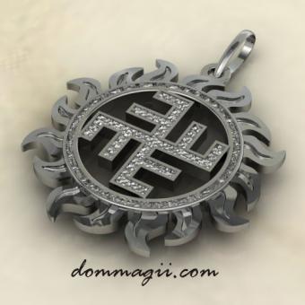 Славянский оберег «Небесный крест в солнце из серебра»