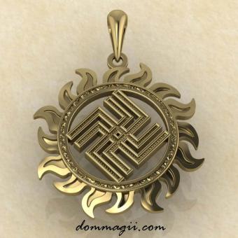 Славянский оберег Небесный вепрь из желтого золота