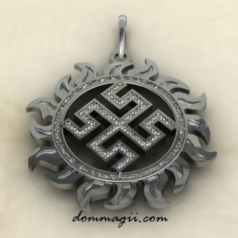 Оберег Боговник в солнце из серебра