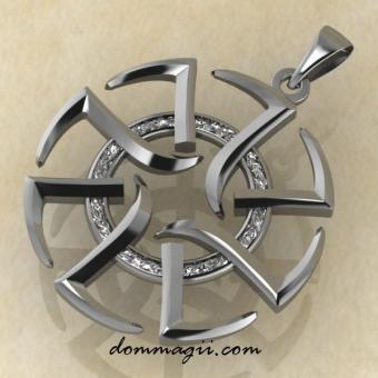 Славянский оберег коловрат Русича из серебра