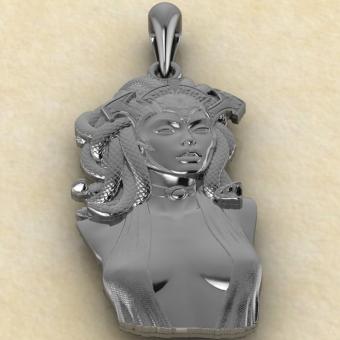 Оберег Медуза Горгона из серебра