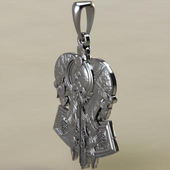 Подвеск с стилизованным амулетом Молот Тора с черепами из серебра