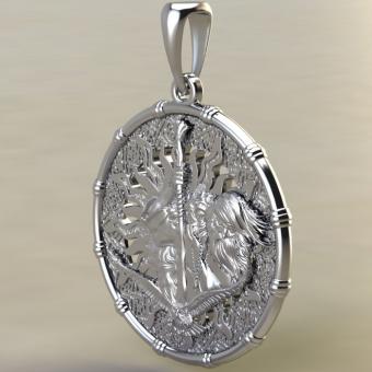 Подвеска с Славянским оберегом бог Чернобог из серебра