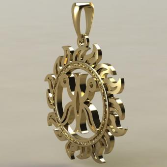 оберег Жива в солнце из золота