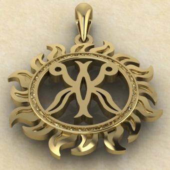 подвеску Славянский оберег Жива в солнце из золот