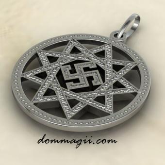 Оберег Обережник в звезде Инглии из серебра