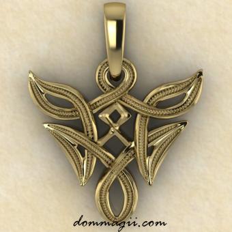 Амулет Одал в бесконечной вязи золото