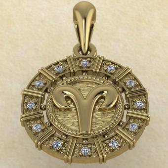 Подвеска Овен золото с бриллиантами